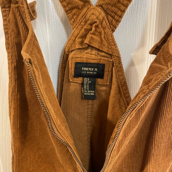 Mustard corduroy dress-style over-alls - Picture 3 of 4